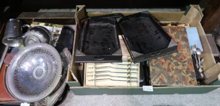 A collection of EPNS including cased cutlery sets, loose cutlery, swing handled baskets, tankards,