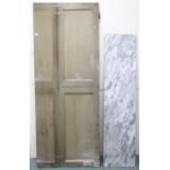 A lot comprising a 19th century painted tenement storm door, 205cm high x 79cm wide and a loose
