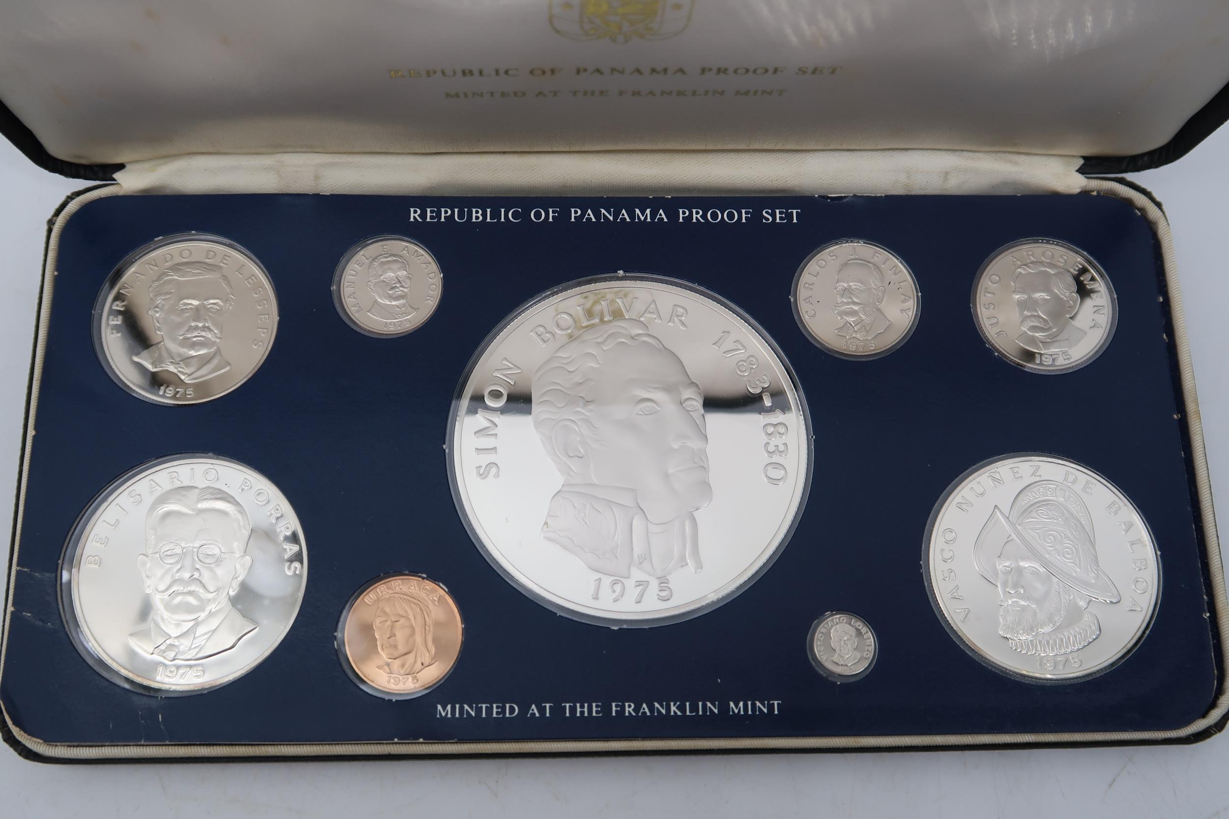 Franklin Mint The 1975 Coinage Of The Republic Of Panama Nine Coin Set together with The 1974 - Image 6 of 6