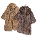 Three long dark fur coats and a fur stole (4)