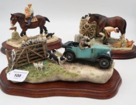 A Border Fine Arts group The Chase (Austin Seven Ruby and Collies), model No. B0444 by Ray Ayres;