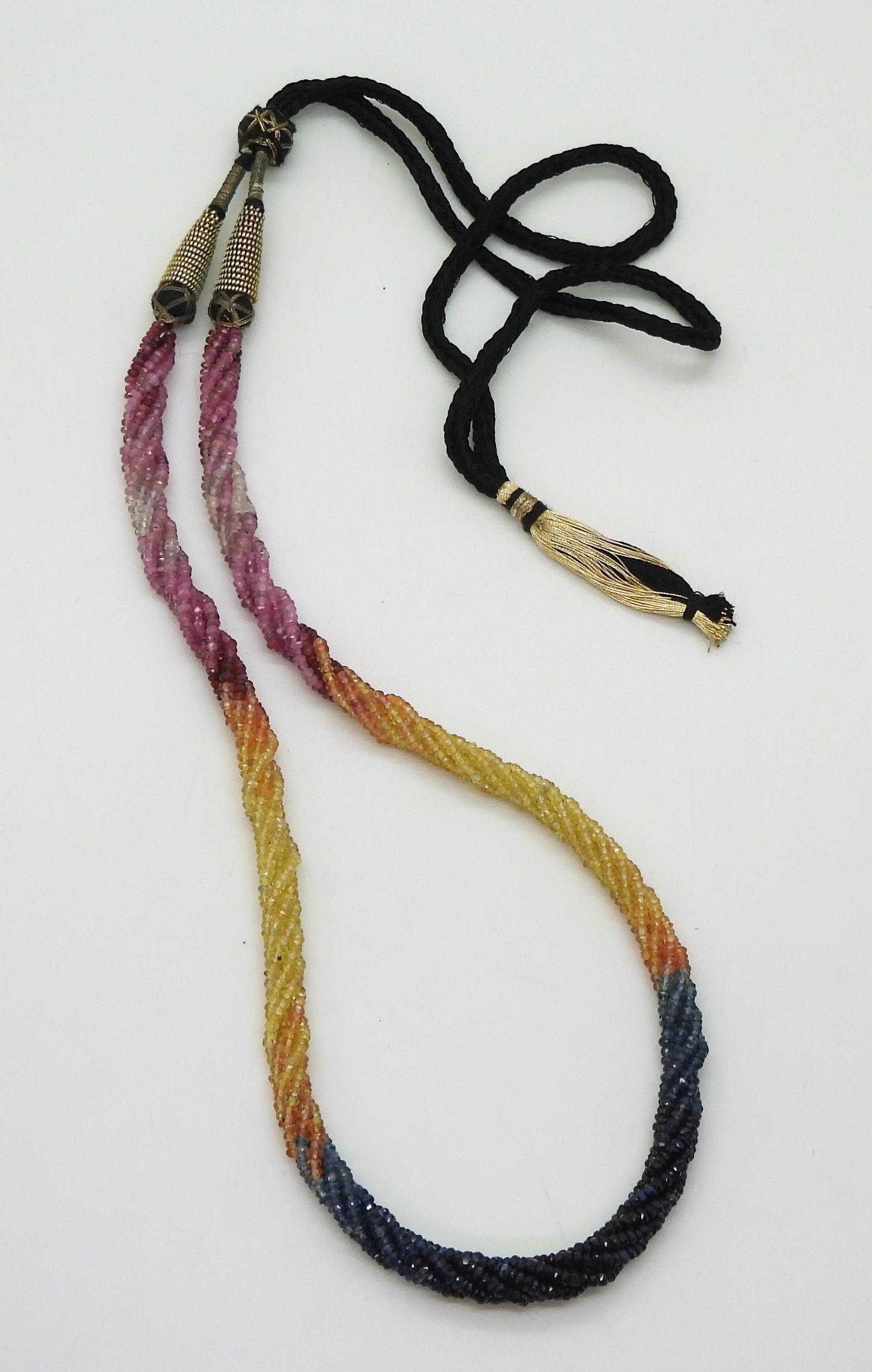 Rainbow sapphire beads each faceted bead is strung in a multi string twisted necklace with - Bild 2 aus 5