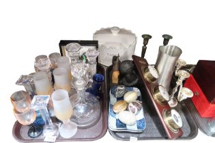 Assorted metalware including pewter, drinking glasses, candlesticks etc Condition Report:No