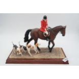 Border Fine Arts group 'Hounds Away' (Huntsman, chestnut horse and hounds), model No. B1070A by Anne