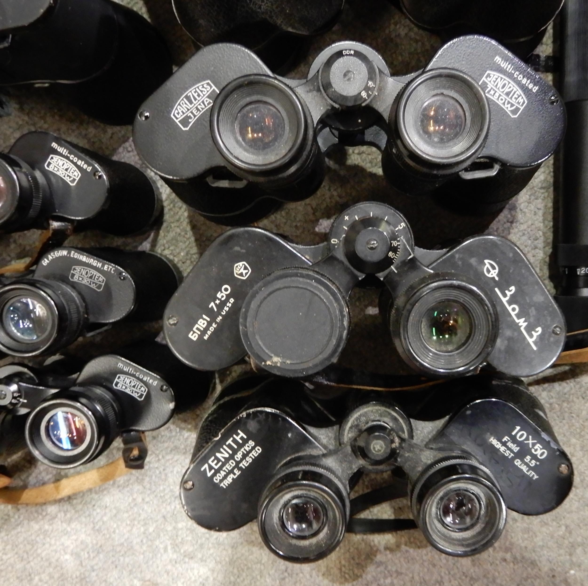 A quantity of binoculars various makers and models Carl Zeiss, Taylor Hobson, Tento etc Condition - Image 8 of 23