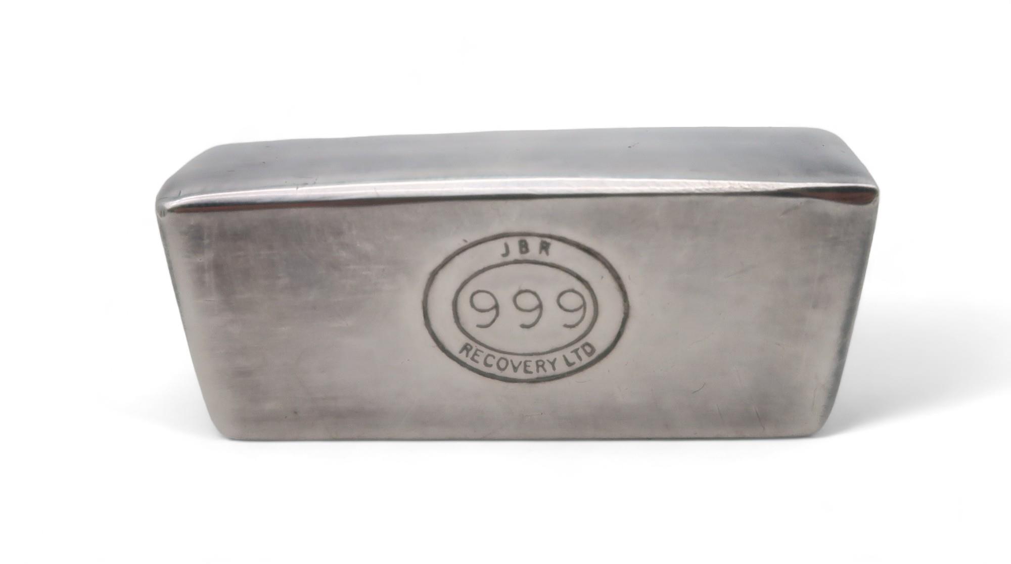 A 999 silver ingot, by JBR Recovery Ltd, 269gms Condition Report:Available upon request