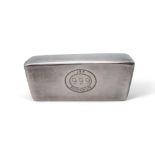 A 999 silver ingot, by JBR Recovery Ltd, 269gms Condition Report:Available upon request