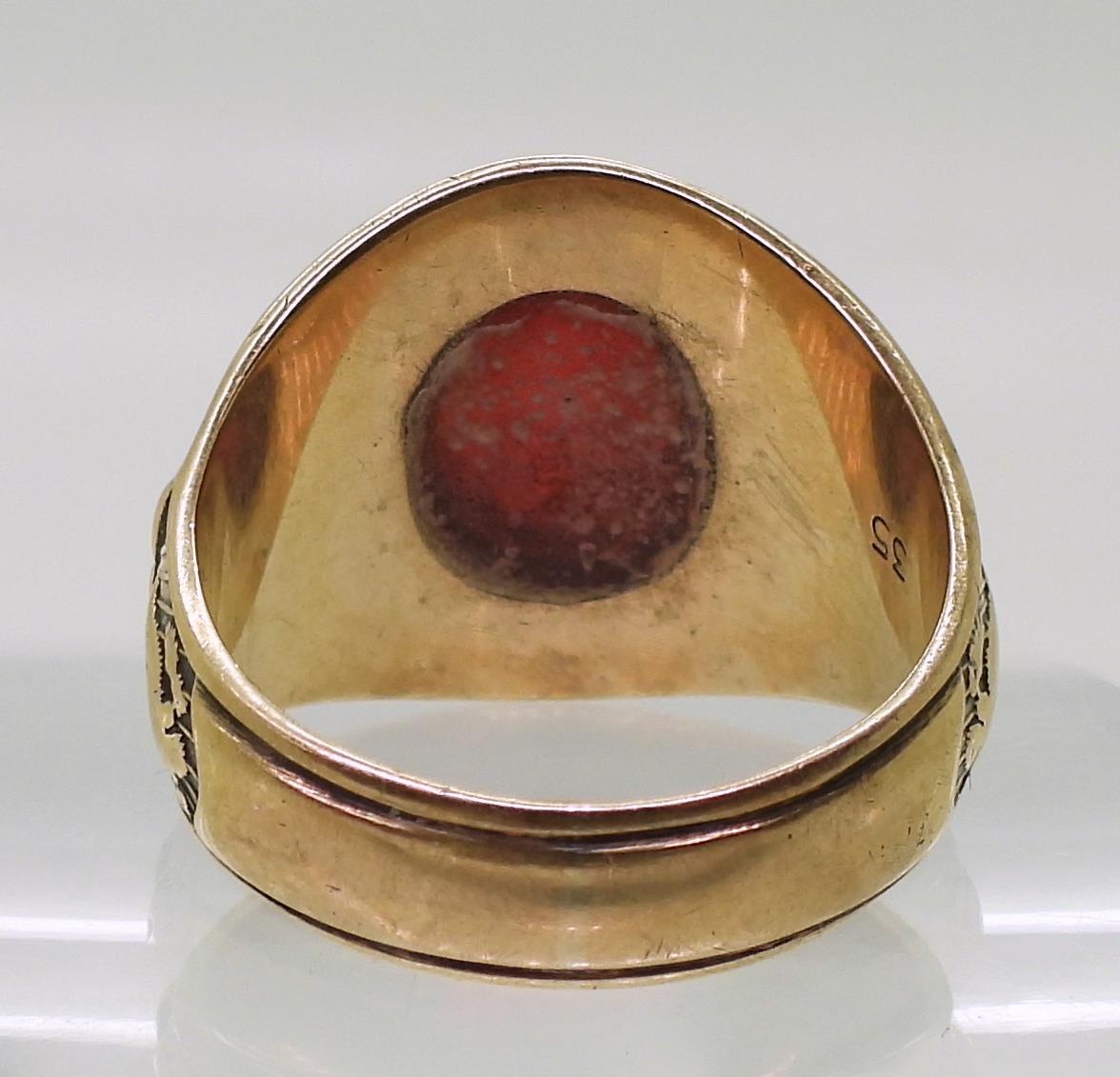 A 10k gold Balfour brand American college ring, set with a red glass gem, for The Engineer School, - Image 4 of 4