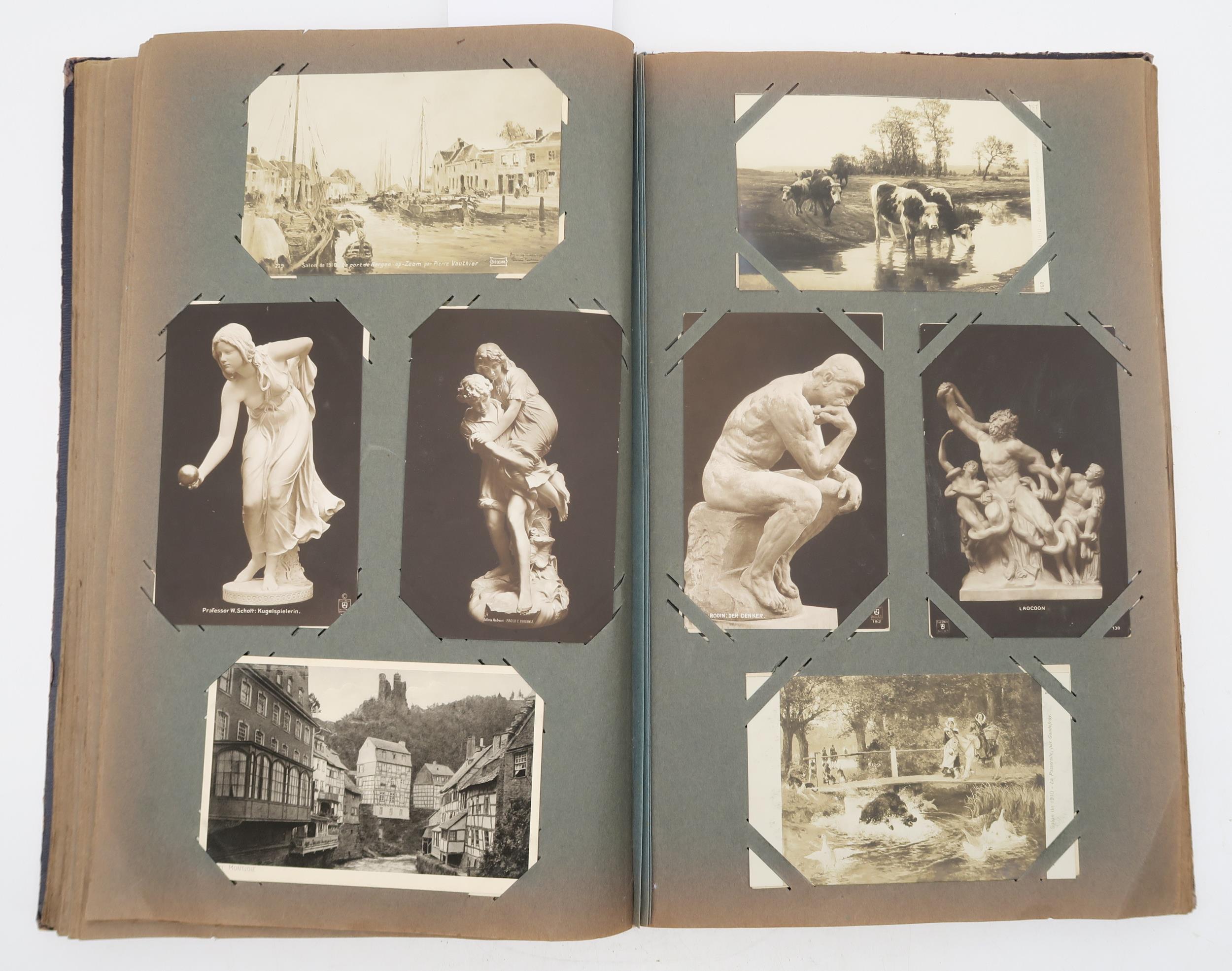 An album of early-20th century German illustrated and photographic postcards, to include views of - Image 4 of 6