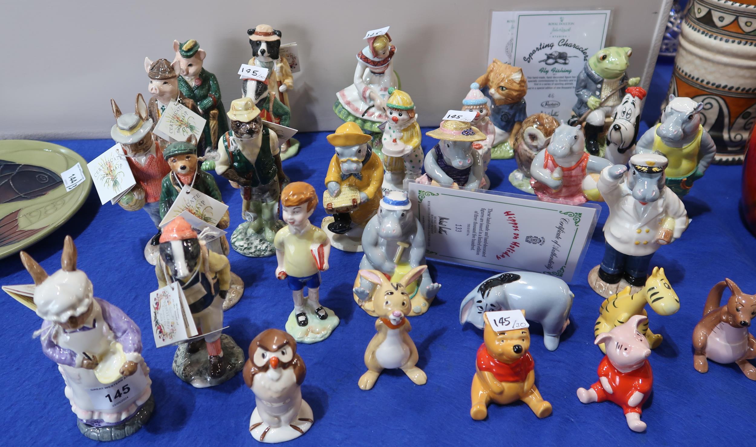 A collection of Beswick figures including nine English Country Folk; eight Winnie the Pooh