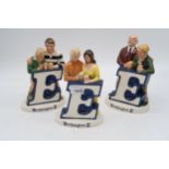 Three Beswick Worthington E advertising figures of a couple, rugby players and old men  Condition