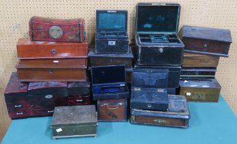 A large assortment of boxes, to include a monogrammed velvet-lined leather jewellery box by S.