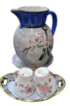 A small collection of lady artist painted ceramics including a pair of Mary L Fairgrieve painted