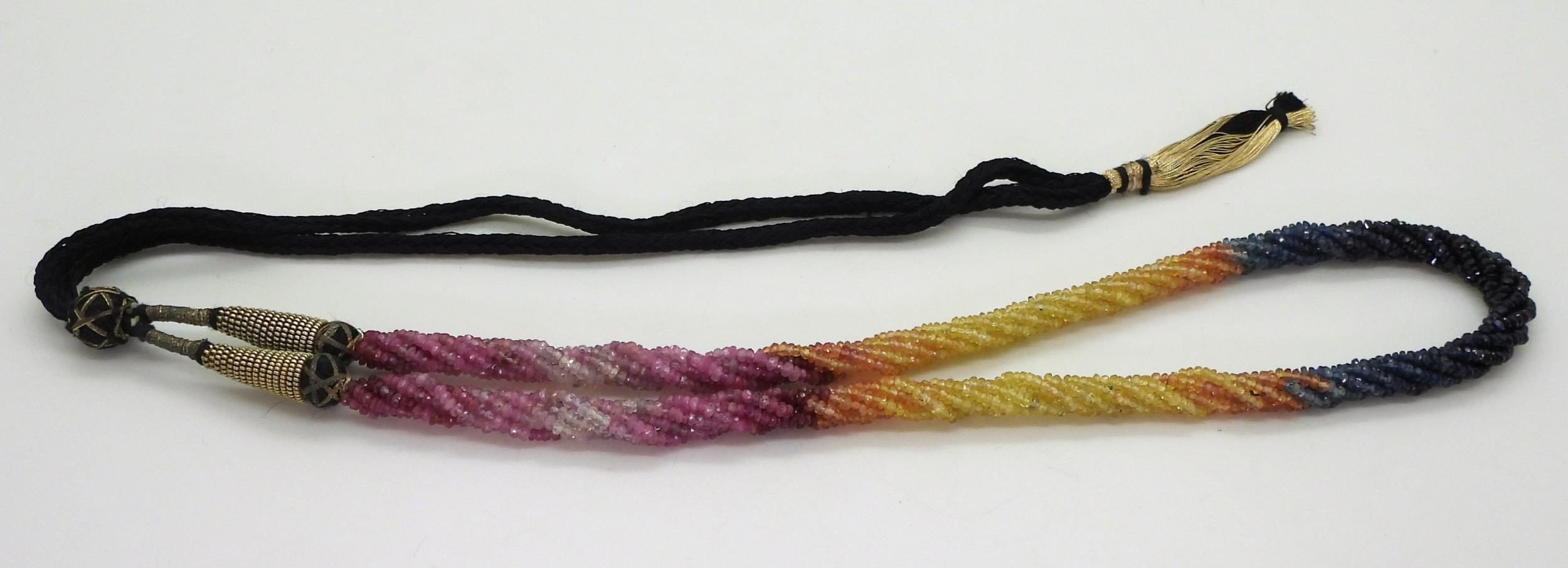 Rainbow sapphire beads each faceted bead is strung in a multi string twisted necklace with - Bild 4 aus 5