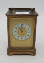A French brass and glass carriage clock Condition Report:Available upon request