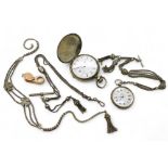 A white metal full hunter 'Patent Lever' pocket watch, a continental silver fob watch, with a