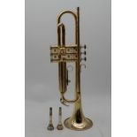 A Yamaha YTR-234 trumpet serial number 125074 together with a Vincent Bach Corp 2-1/2 C mouthpiece