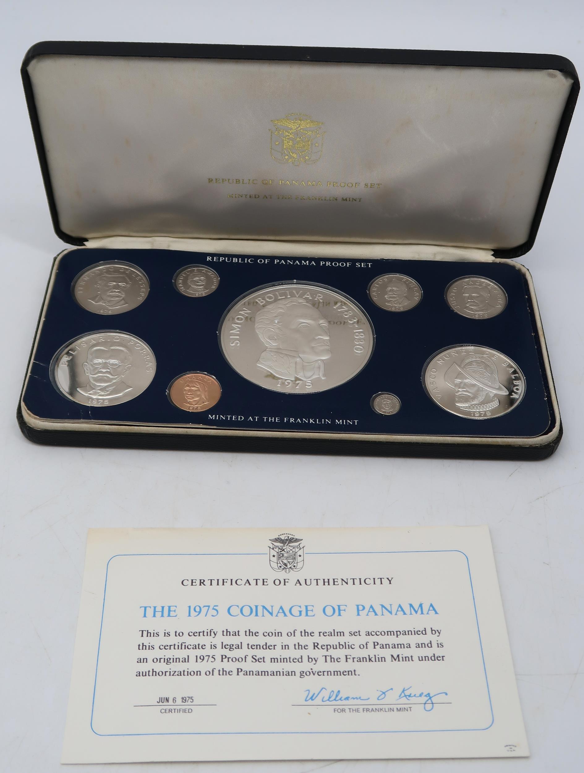 Franklin Mint The 1975 Coinage Of The Republic Of Panama Nine Coin Set together with The 1974 - Image 5 of 6