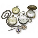 A collection of pocket watches, a silver full hunter, signed Pain Brothers, Hastings, hallmarked