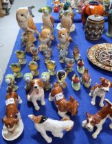 A collection of Beswick bird groups including large Mallard duck 817,  together with a group of dogs