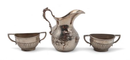 A German silver cream jug, with import marks for Berthold Mulller, Chester, and a pair of open