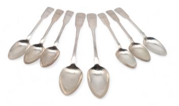 A collection of George IV flatware,by James Beebe, London 1828, including two fiddle pattern