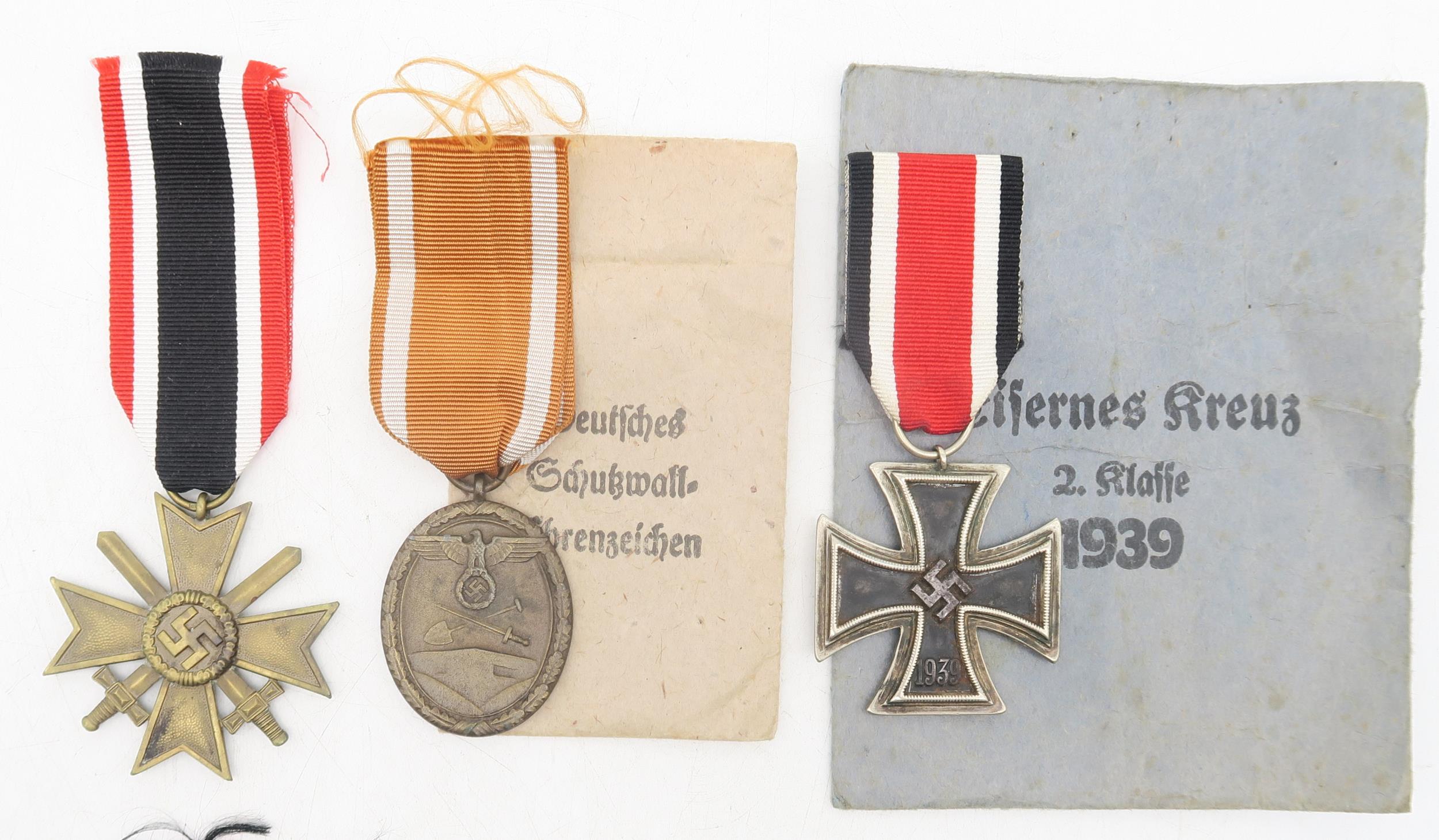 A collection of German military medals, comprising Third Reich West Wall Medal, retaining issue - Image 5 of 5