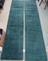 A pair of emerald green ground handmade Indian runners, 291cm long x 67cm wide (2) Condition