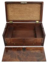 A GEORGIAN WALNUT STRONG BOX  with twinned carry handles flanking hinged top concealing internal