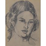 JOHN DUNCAN FERGUSSON RBA (SCOTTISH 1874-1961) MARGARET MORRIS (possibly) Pencil on grey paper, 16 x