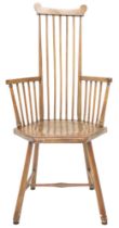 A LATE 19TH/EARLY 20TH CENTURY AFTER LIBERTY & CO "QUAINT FURNITURE RANGE" STICK BACK CHAIR  with
