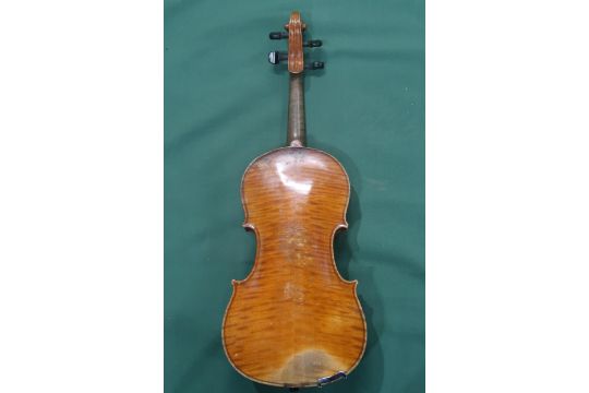 A two piece back violin 35.5cm bearing label to the interior "WOLFF BROS,. VIOLIN MANUFACTURERS - Image 4 of 10