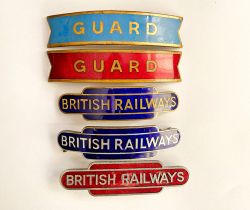 BR enamel Cap Badges comprising: BR(M) GUARD gilt by Gaunt; BR(Sc) GUARD gilt no makers name; BR(