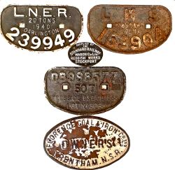 Wagonplates qty 5 comprising: D plate LNER Darlington 239949; D plate LMS 169904; D plate DB