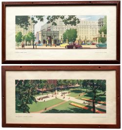 Carriage Prints qty 2 comprising: London, Marble Arch by A J Wilson; The Roosevelt Memorial,