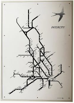BR Formica Carriage Panel INTER CITY ROUTES. With Swallow logo. Inter City Map Diagram 1989.