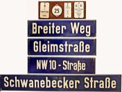 German Railways enamel Signal box Shelf plates qty 4 mounted on wood. To include von Coppenbrugge