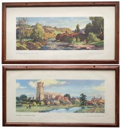 Carriage Prints qty 2 comprising: River Allen near Bardon Mill, County Durham by Leonard