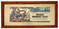 A Railway Carriage Print 'HOLIDAY RUNABOUT TICKETS, artwork by Arthur Mills. Produced by Western