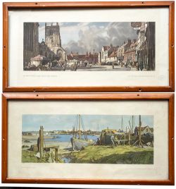 Carriage Prints qty 2 comprising: Brightlingsea, Essex by Leonard Squirrel; Saturday Market Place,