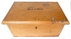 Midland & South Western Railway small, pine wooden box, branded with company initials M&SWR on the