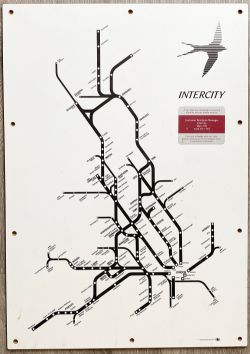 Intercity Routes of Britain Map in black routes showing the Swallow Emblem on melamine board