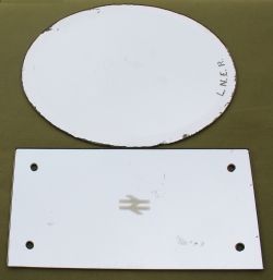 An oval Carriage Mirror with integral L.N.E.R. initials on right side, measures 15.5in x 11.5in.