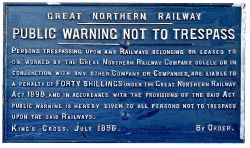 GNR cast iron Trespass Notice Kings Cross 1896