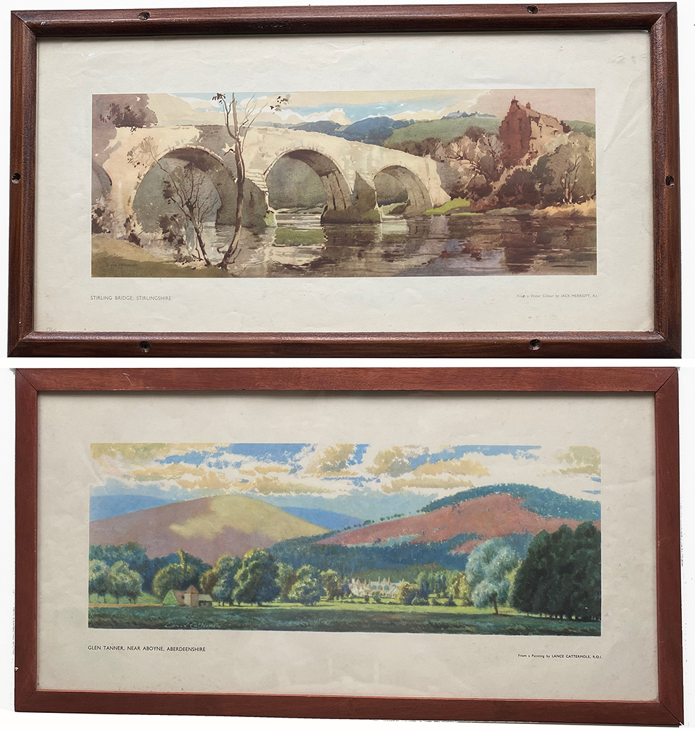 Carriage Prints qty 2 comprising: Stirling Bridge, Stirlingshire by Jack Merriott from the LNER Post