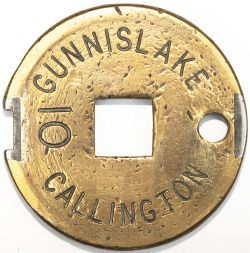 Tyers No7 brass single line tablet CALLINGTON-GUNNISLAKE from the former London & South Western