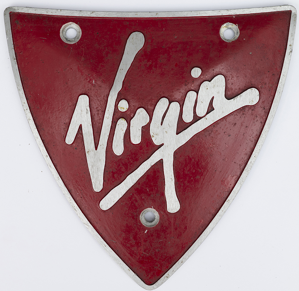 Virgin Pendolino Class 390 cast aluminium nose cone badge. In as removed condition measures 10.5in x