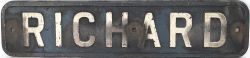 Nameplate RICHARD ex Peckett 0-4-0ST built in 1944 as works number 2054 and supplied new to the