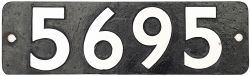 Smokebox numberplate 5695 ex GWR Collett 0-6-2 T built at Swindon in 1927. Allocated for most of its