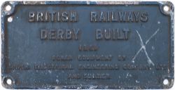 Worksplate BRITISH RAILWAYS DERBY BUILT 1961 POWER EQUIPMENT BY BRUSH ELECTRICAL ENGINEERING COMPANY